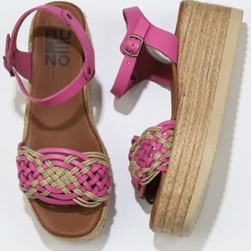 Resim Bueno Shoes Fuşya Deri Kadın Dolgu Topuklu Espadril Sandalet 01wu6109 