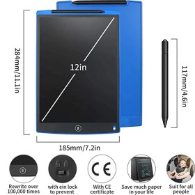 Resim 12 Inc Writing LCD Grafik Dijital Kalemli Çizim Tableti Yazı Tahta Not Yazma Eğitim Tableti 