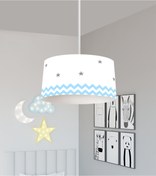 Resim BAMBAŞKA MODA BEBEK VE ÇOCUK ODASI Gri Mavi Yıldız Desenli Avize 