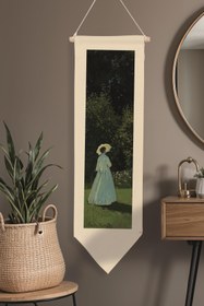 Resim Duvar Halısı Pinterest Oda Dekoru, Monet Sanat Serisi, 100cm Kanvas Flama Askılı Duvar Örtüsü NO:633 - Renkli - 11 / 30 x 100 