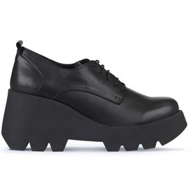Resim Bueno Shoes Siyah Deri Kadın Dolgu Topuklu Ayakkabı 01wz8400 