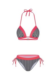 Resim Bonesta Lanao Üçgen Neon Pembe Çizgili Bikini Takımı Pembe 