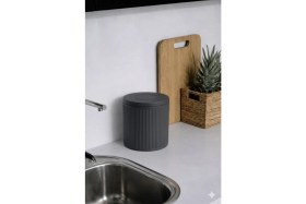 Resim Sas Haus Lines Lüks Çizgili Tezgah Üstü Mutfak Çöp Kovası - Gri Kapaklı Atık Kutusu 5 Litre 3372 