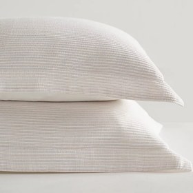 Resim Albury Organik Pamuklu Oxford Tekli Yastık Kılıfı - Krem / Süper King 50 × 90 cm 