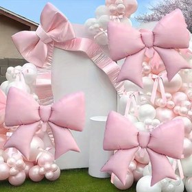 Resim 3 adet Büyük Pembe Kurdele Alüminyum Film Balonlar - Gençler Duşu, Cinsiyet Açıklaması, Doğum Günü, Düğün ve Nişan Partisi Süslemeleri, Kutlama Balonları|Festiv Süsleme|Dayanıklı Balonlar, Doğum Günü Balonu 