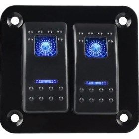 Resim 2 3 5 Çete Çift Led Deniz Teknesi Rocker Anahtar Paneli 24v 12v Kamyon Tekne Araba Anahtarı Paneli Daha Çakır Soket Devre Kesici 2gang 