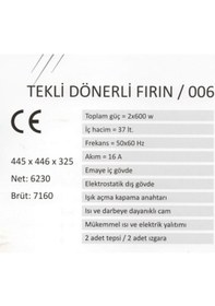 Resim Uğur Döner Tepsili Davul Fırın U005-4 Termostatlı Üsten-Önden Cam 