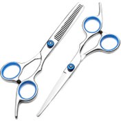 Resim 2'li Set Saç Kesme Makası 15.24 cm Profesyonel Saç Kesme Makası İnceltme Makası Berber Makası Aksesuarları 