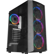 Resim Everest FLAT MESH 4*12cm Rainbow Fan Tempered Camlı Gaming Oyuncu Bilgisayar Kasası 