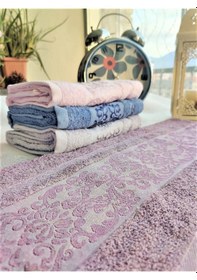 Resim Annem Bukle Jakarlı 50x90 Cm. Çeyizlik El Ve Yüz 4'lü Lüks Havlu Seti Özel Çantalı Amblajında Marin Diğer 