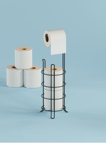 Resim SUNTEL BANYO MUTFAK AKSESUARLARI Yedekli WC Kağıtlık - Siyah Tuvalet Kağıdı Standı - Banyo Aksesuarı 
