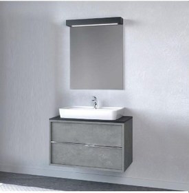 Resim Denko Matia 80 Cm Mdf Retro Gümüş Banyo Dolabı Takımı Gümüş 
