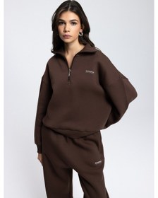 Resim Mai Studios Co. Ravel Fermuarlı Detay Kahve Eşofman Takım Kahve 