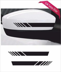 Resim Genel Markalar Oto Ayna Şerit özel yeni kaliteli Kaliteli Sticker Siyah 2 Li 20*2,5 Cm 
