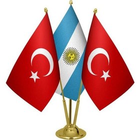 Resim Masa Üstü Arjantin Bayrağı Türk Bayrağı Üçlü Pirinç Direk Masa Ba 