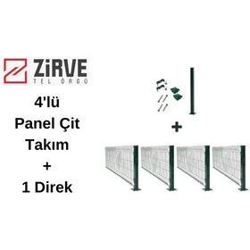 Resim Zirvetel Örgü 4'lü Panel Çit Takım+1 Direk 75 Cmx250 Cm 10 Metre 