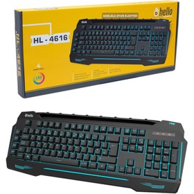 Resim Genel Markalar HELLO HL-4616 4 MAKRO TUŞLU 3 RENK IŞIKLI KABLOLU GAMING OYUNCU KLAVYE (4375) 