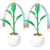 Resim Pille Çalışan Yeşil Yapraklı Saksı Sinek Kovucu Fan Pvc Fan Bıçağı Sinek Kovucu Fan Hortumu Kavisli Sinek Kovucu Fan (Yurt Dışından) 