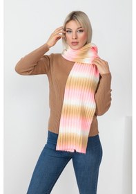 Resim Çizgi Geçişli Çok Renkli Atkı 23aj0014-pembe Pembe 
