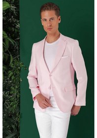 Resim Efor Comfort Fit Çift Yırtmaç %100 Keten Casual Pembe Ceket C 668 Pembe 