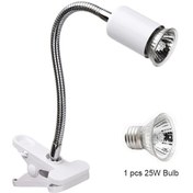 Resim Konesam Sürüngenler İçin Isıtıcı Lambası - 25w Ampul Eşliğinde, E27 Vida, Esnek Hortum, Avrupa Standartı, Beyaz 