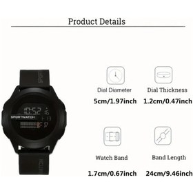 Resim Gaojunshop01 Erkek Ve Kadın Şık Siyah Gece Işıklı Dijital Spor Saati Koyu Yeşil 50 Dayanıklı Ve Darbe Emici Fitness Ve Outdoor Diğer 