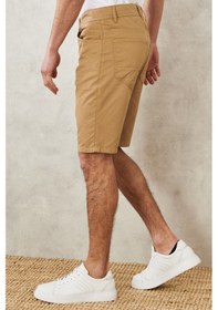 Resim Ac&Co / Altınyıldız Classics Erkek Camel Slim Fit Dar Kesim Armürlü %100 Pamuk Casual Chino Şort 4A0222200007Cml46 Camel 
