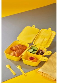 Resim 4 Bölmeli Beslenme Kutusu - Yemek Saklama Kabı - Beslenme Çantası Seyahat Piknik Çantası Çok Renkli 