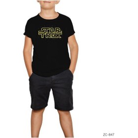 Resim Star Trek Fake Logo Siyah Çocuk Tişört Siyah 
