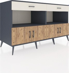 Resim Kronos Konsol 2 Raflı 2 Çekmeceli 4 Kapaklı 176x59x99 Antrasit-ça Antrasit-çam/aytaşı 