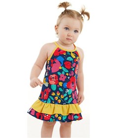 Resim Denokids Çiçekli Kız Bebek Poplin Elbise 