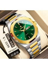 Resim Poedagar 825 41mm Paslanmaz Çelik Su Geçirmez Kuvars Erkek Kol Saati - Altın-yeşil Altın 