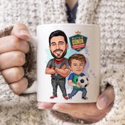 Resim Futbol Sever Baba ve Oğlu Karikatürlü Kupa Bardak 