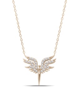 Resim Mikail Meleği Minimal 925 Ayar Gümüş Kadın Rose Kolye 