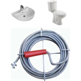 Resim Premium 10 Metre Tıkanıklık Kanal Açma Klozet Gider Açıcı Boru Temizleme Spiral Tel Susta Manuel Uç 