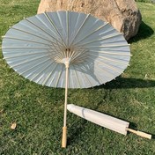 Resim 1 Adet DIY Beyaz Kağıt Şemsiye Yaprağı - Suni Ahşap Saplı, Zarif Düz Renkli Düğün Fotoğraf Çekimi Aksesuarı, Anneler Günü, Sevgililer Günü ve Partiler İçin Yaratıcı Dekorasyon Hediyesi 