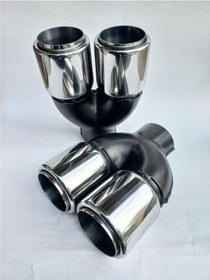 Resim 76 Mm. Krom Düz Eşit Dual Çift Çıkışlı Paslanmaz İçi Borulu Takım Egzoz Eksoz Ucu 2 Adet Uyumlu 