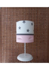 Resim 47 Yıldızlı Pembe 2.li Set Çocuk Ve Genç Odası Avize Ve Abajur Beyaz - Pembe 