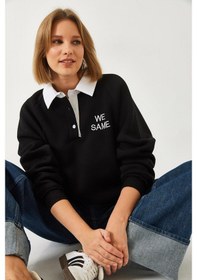 Resim Shade Kadın Polo Yaka Üç İplik Şardonlu Sweatshirt 2069 60261149 - Siyah 
