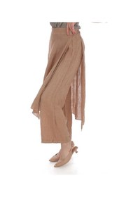 Resim Bohem Stil İtalyan Ham Keten Pantolon Etek-8747 Camel 