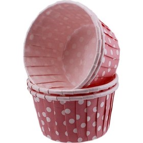 Resim Cupcake Kalıbı Büyük Boy 62x40 Mm 100 Adet Puantiyeli Pembe 