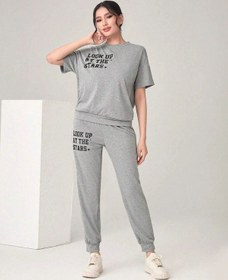 Resim The Stars Ribana 2li T-shirt Eşofman Altı Jogger Gri Alt Üst Eşofman Takım Oversize Bisiklet Yaka Gri 