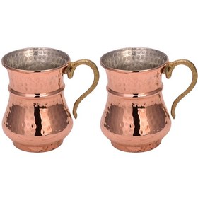 Resim Turna Bakır Kordonlu Maşrapa Makine Dövme 250 ML 2Li Takım Kırmı 