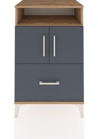 Resim Hyperion Komodin 2 Raflı Tek Çekmeceli 2 Kapaklı 60x44x96 Çam-antrasit Atlas Çam 