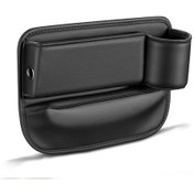 Resim Tenfowee Araç Koltuğu Depolama Kutusu - Çift Fonksiyonlu Bardaklık Ve Cep Organizatörü - Siyah Deri 111 Karakter 