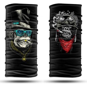 Resim Dair Aksesuar Maymun - Motorlu Astronot Desenli 2'li Set Boyunluk Bandana Outdoor Balaklava Yüz Maskesi Kafa Bandı 