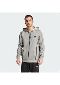 Resim Adidas Game & Go Team Issue Full-zip Kapüşonlu Erkek Eşofman Üstü Jc5697 Gri 