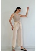 Resim Leyla Sanat Sanata Yeni Bir Bakış Açısı Bej Keten Pantolon Bej 
