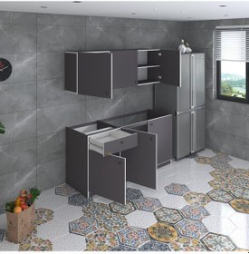 Resim Kenzlife Hazır Mutfak Seti Heyula Gri 180 Cm Genişlik Üst Tezgahsız 