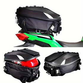 Resim 1 adet motosiklet sırt çantası büyük kapasiteli çok fonksiyonlu kuyruk çantası erkek ve kadın şövalyeler evrensel açık hava sporları bisiklet yürüyüş dağ tırmanışı için uygun 